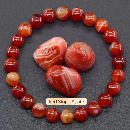 8mm Natural Stone Beaded Bracelet | Fashion Crystal Elastic Stretch Jewelry Gift Nia