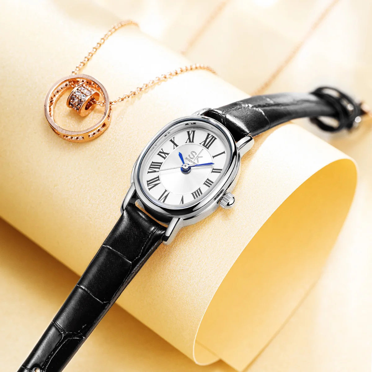 Shengke Ladies' Leather Watch – Luxury Waterproof Quartz Women's Wristwatch Patience