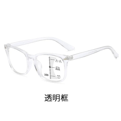 Progressive Multifocus Anti-Blue Light Reading Glasses - Auto Zoom Bifocal Presbyopic Eyewear for Distance & Near Vision Skylar