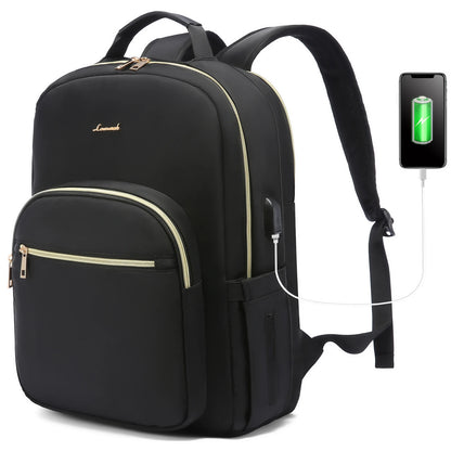 Waterproof Nylon Laptop Backpack for Women & Girls - 15.6 & 17-Inch College, School, Travel, and Business Bag
