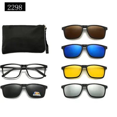 5-in-1 Polarized Magnetic Clip-On Sunglasses for Men & Women – Optical Frame with Magnet Clip-On Sun Glasses Robb
