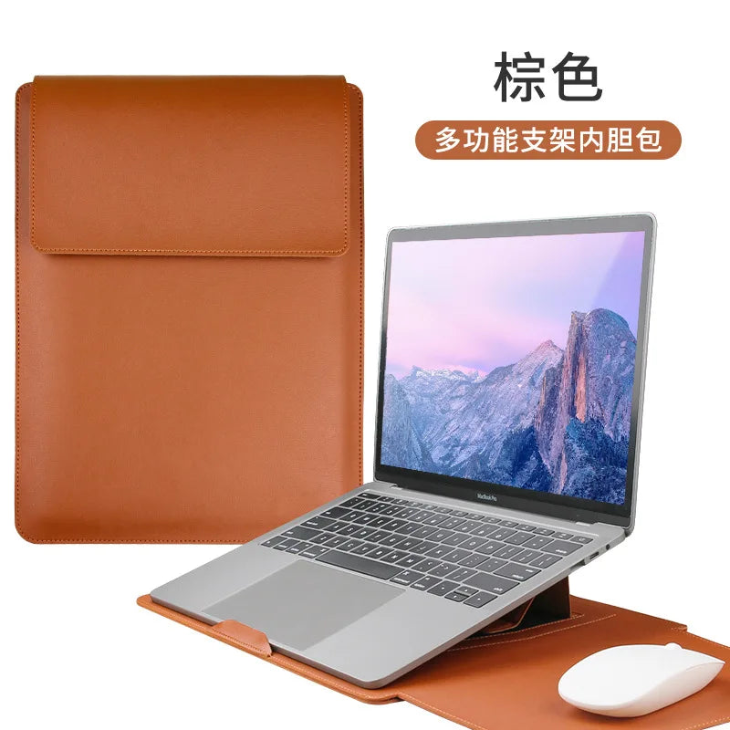 3-in-1 Laptop Bag with Stand & Mouse Pad | PU Leather Laptop Sleeve Case for 11-16 Inch Notebooks | Stylish & Portable Cover