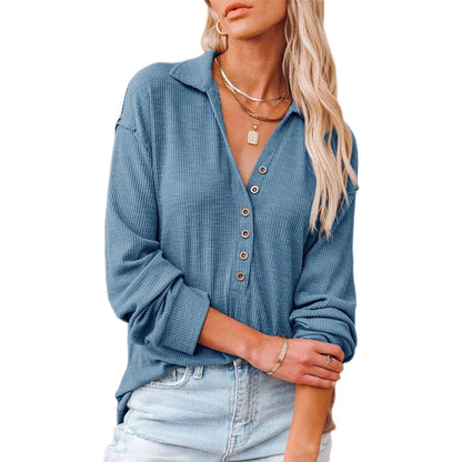 Elegant Women's Long-Sleeved Lapel Top for Autumn & Winter Outfits