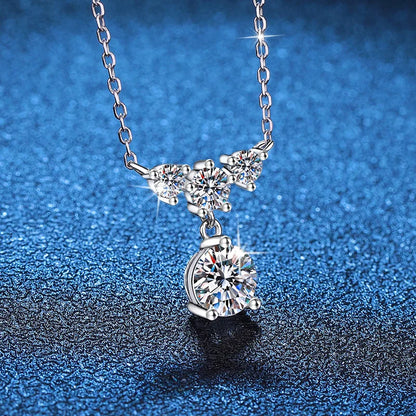 Elegant Moissanite Necklace | Sterling Silver with Gold Accent - Perfect Gift Leena