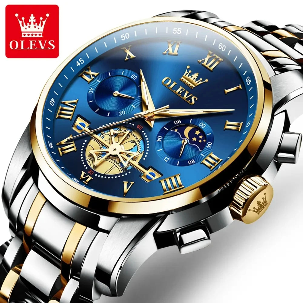 OLEVS 2859 Men's Chronograph Watch – Fashion Business Stainless Steel Quartz Wristwatch, Waterproof and Stylish