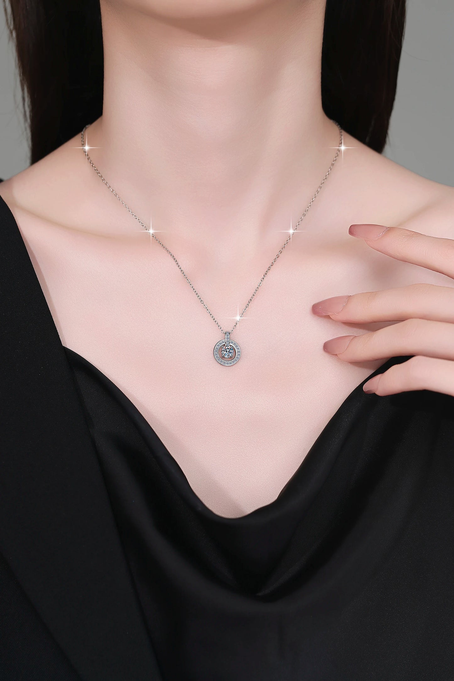 1ct Round Cut Moissanite Necklace Pendant – Fine Jewelry, D Color VVS1 Diamond Alternative, S925 Sterling Silver, Anniversary & Wedding Gift
