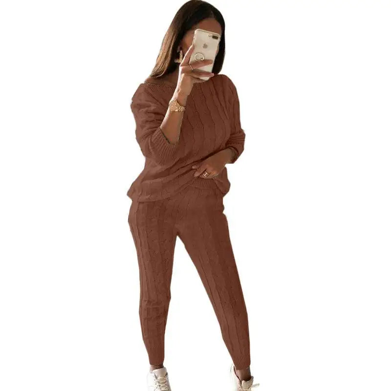 Women's Multi-Color Turtleneck Sweater Set - Drop Shoulder Knitwear for Comfortable Fall Fashion Lavinia