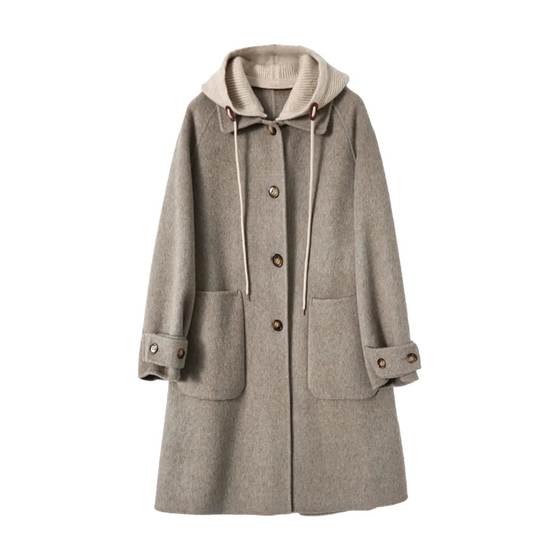 Elegant Hooded Woolen Women's Coat – Fashionable Winter Style Zoe