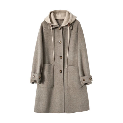 Elegant Hooded Woolen Women's Coat – Fashionable Winter Style Zoe