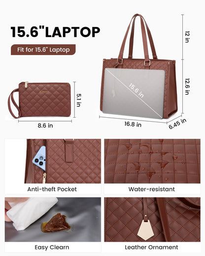 Women’s Laptop Handbag & Insulated Cooler Lunch Bag, Waterproof for Work, School, or Travel|
 2pcs Ladies Shoulder Bags Set