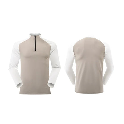 Men’s Plus‑Size Half‑Zip Thermal Sports Shirt – Windproof Quick‑Dry Long‑Sleeve Top for Autumn & Winter