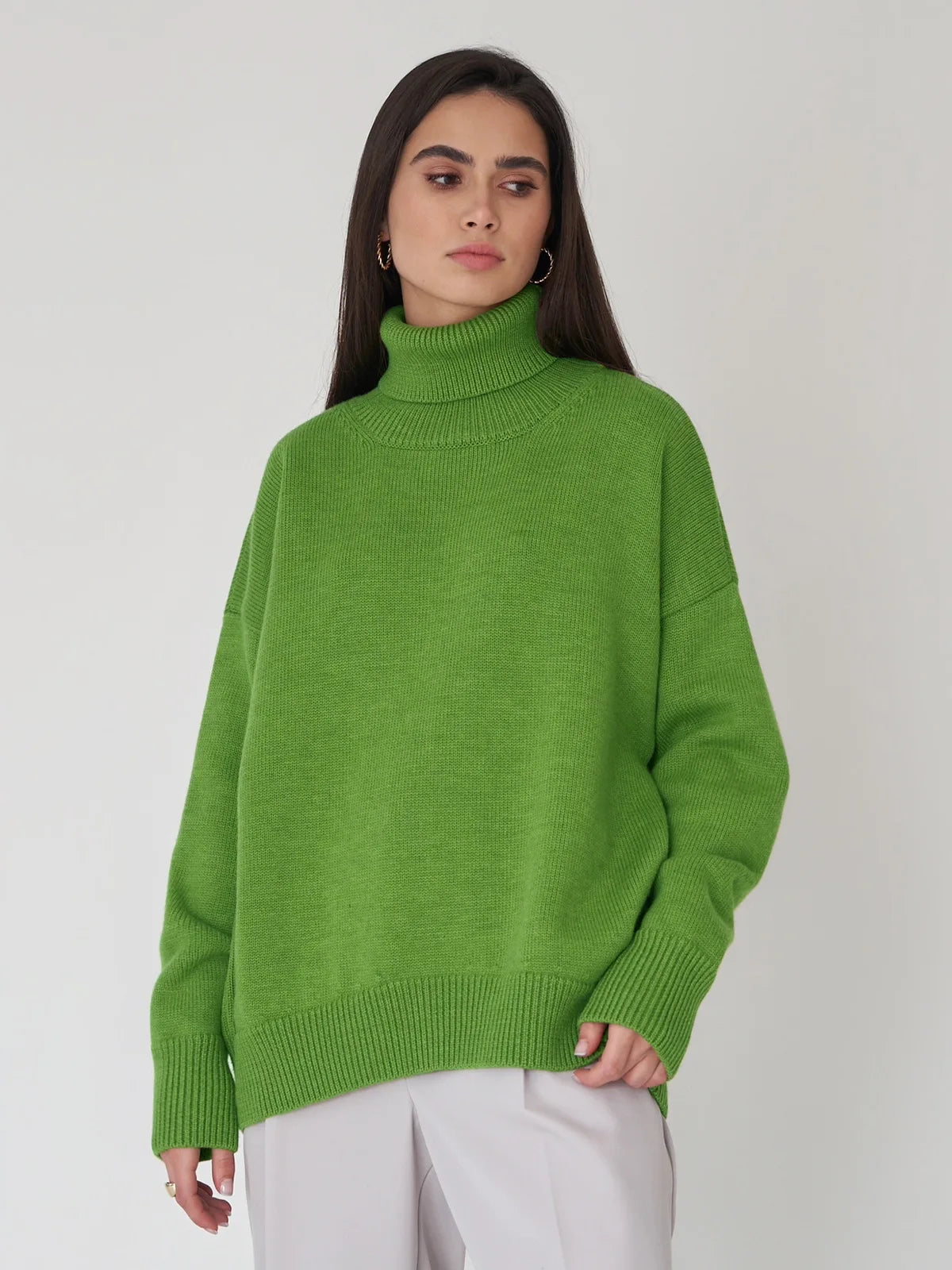 Women's Warm Wool Turtleneck Sweater - Cozy High Neck Knitwear Jumper for Casual Daily Wear Cecily