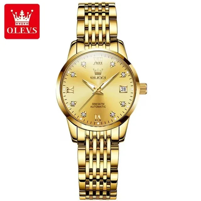 OLEVS 6673 Women’s Diamond Dial Mechanical Watch – Simple, Fashionable, Classic Automatic Calendar Ladies Watch