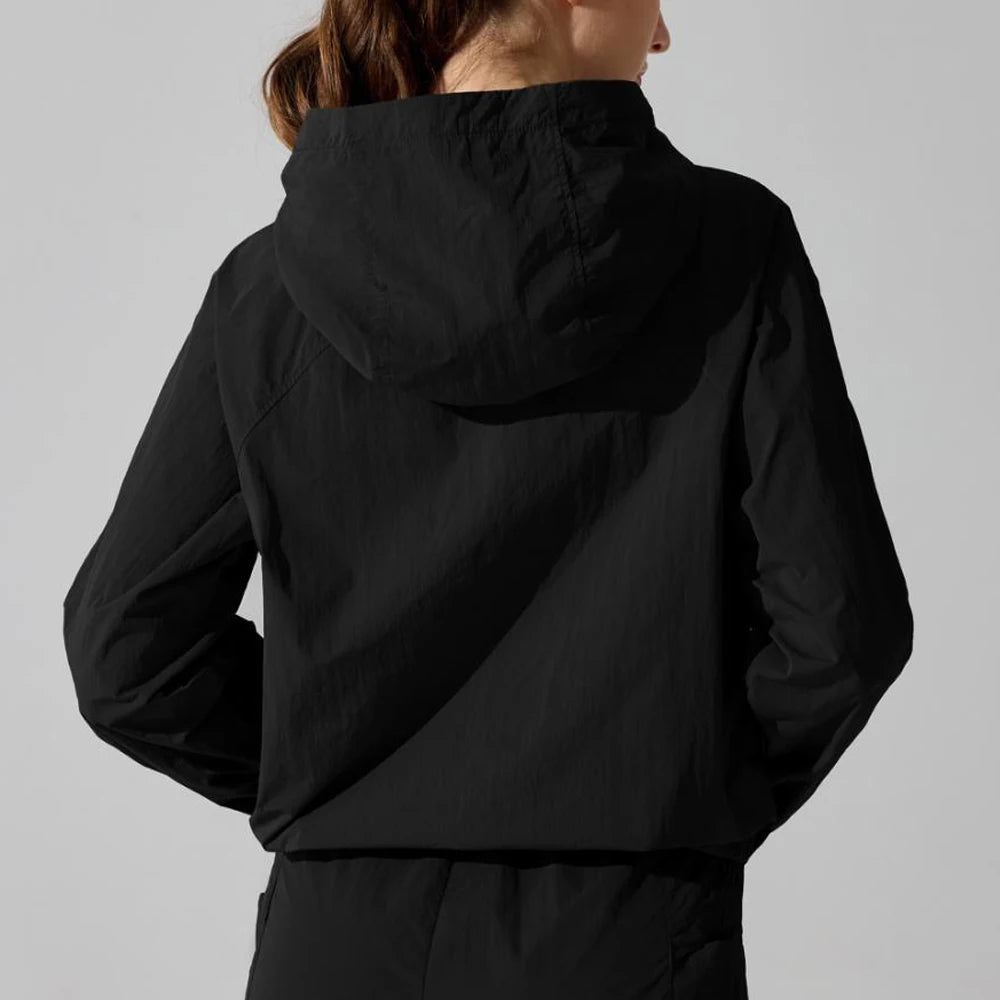 Women’s Quick‑Dry Yoga Jacket – Long‑Sleeve Zipper Fitness Top with Hood for Running & Sun Protection Mary Kay
