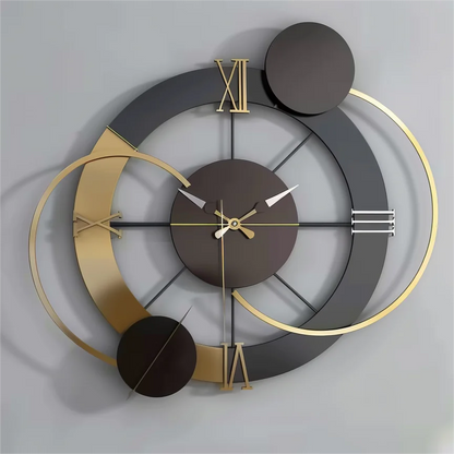 65x60cm Large Metal Frame Wall Clock – Minimalist Modern Black Needle Art Home Decor