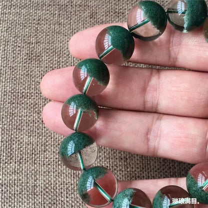 Natural Brazil Green Quartz Bracelet - Elegant Thousand-Layer Crystal Gold Single-Wrap for Men & Women