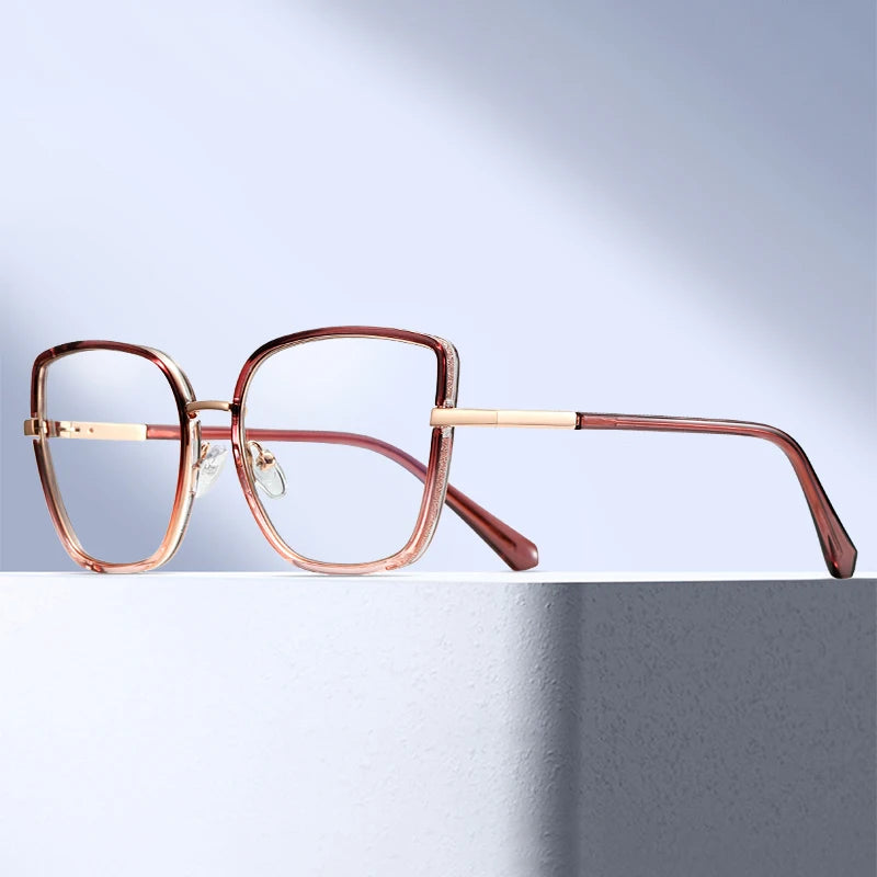 Large Frame Fashion Eyeglasses Women's Anti Blue Light Blocking Glasses