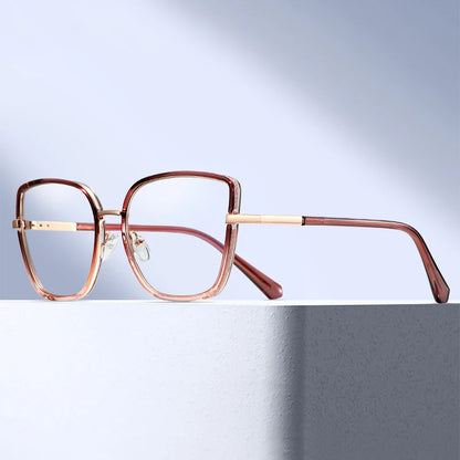 Large Frame Fashion Eyeglasses Women's Anti Blue Light Blocking Glasses