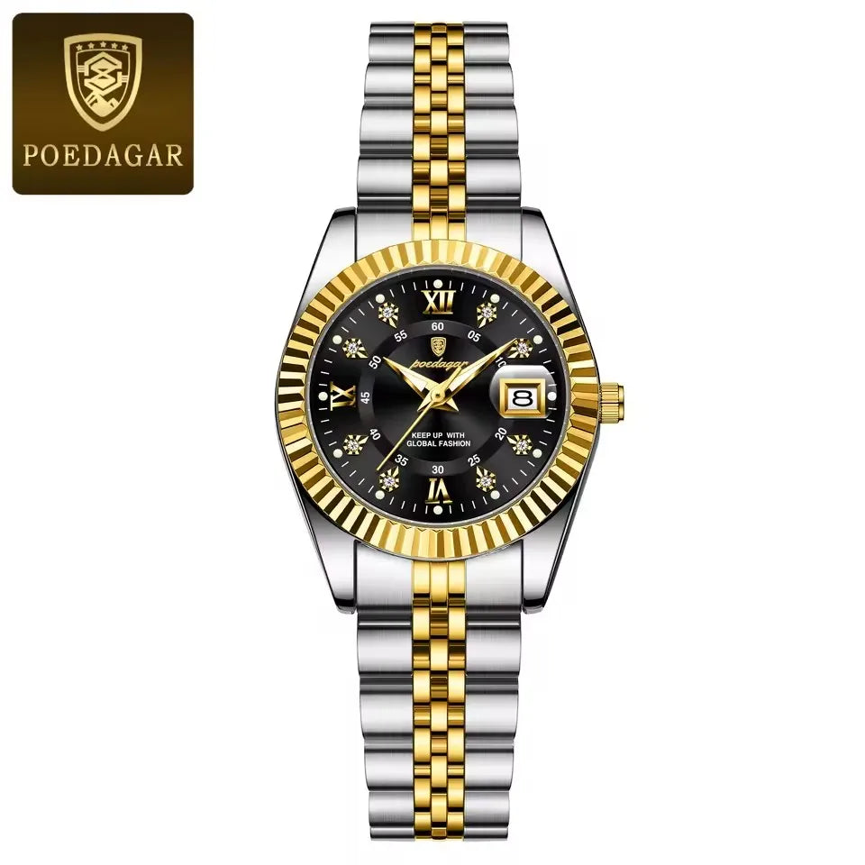 POEDAGAR 780 Luxury Quartz Watch for Women – Elegant Waterproof Luminous Ladies Stainless Steel Watch