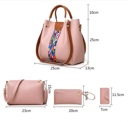 Leather Handbag Set for Women – 4-Piece Fashion Bag Set with Shoulder & Crossbody Bags, Large Capacity