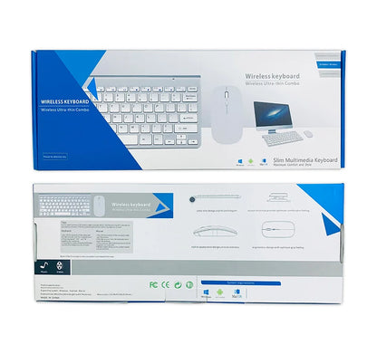 Portable Ultra-Thin Wireless Keyboard and Mouse Combo - Silent 2.4GHz Set for PC, Tablet, and Notebook