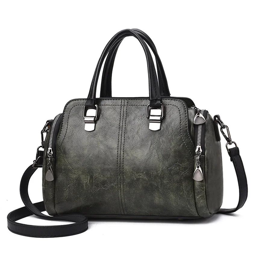 Leather Handbags for Women and Girls – Stylish Ladies' Tote and Shoulder Bags with Side Pocket Design