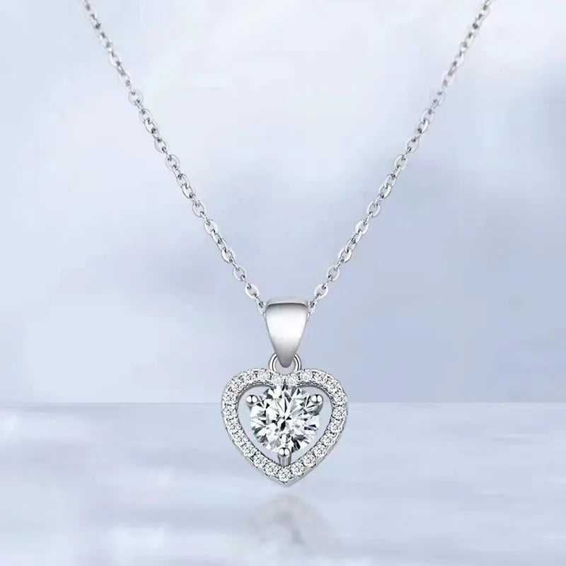 925 Sterling Silver Moissanite Pendant Necklace for Women – 2-3CT Simple Luxury Design, Perfect for Weddings & Holiday Gifts Lucie