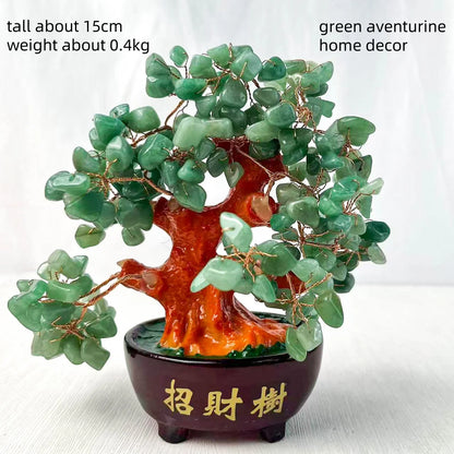 Green Aventurine Money Tree – Gemstone Spiritual Healing Crystal Craft for Home Décor and Positive Energy
