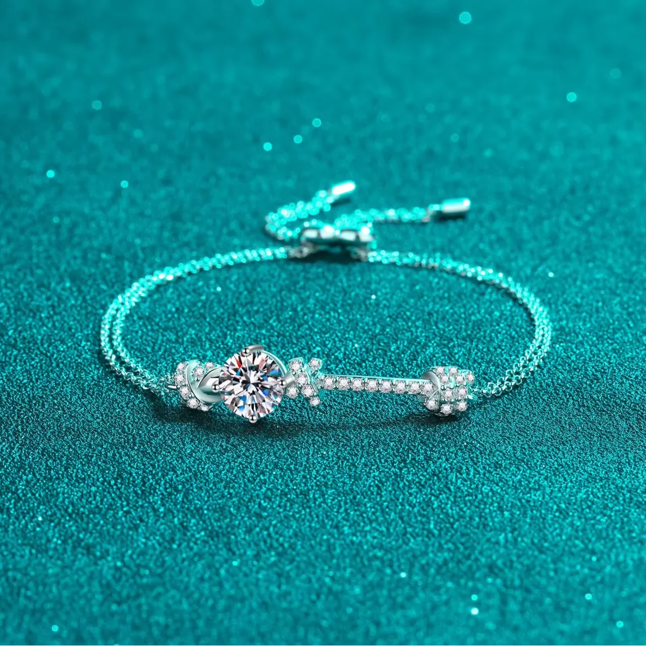 Trendy Double Chain Adjustable Bracelet – 925 Sterling Silver Elegant Moissanite Jewelry Lise
