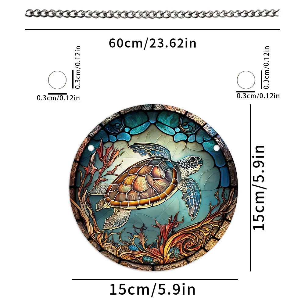 Tree of Life Suncatcher – 15cm Round Dyed Acrylic Window Hanging with Metal Chain, Peaceful Home Decor Gift