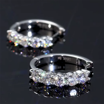 Moissanite Huggie Earrings – 14K White Gold-Plated 925 Sterling Silver D Color VVS1 Lab-Created Diamond Hoop Earrings for Women and Men