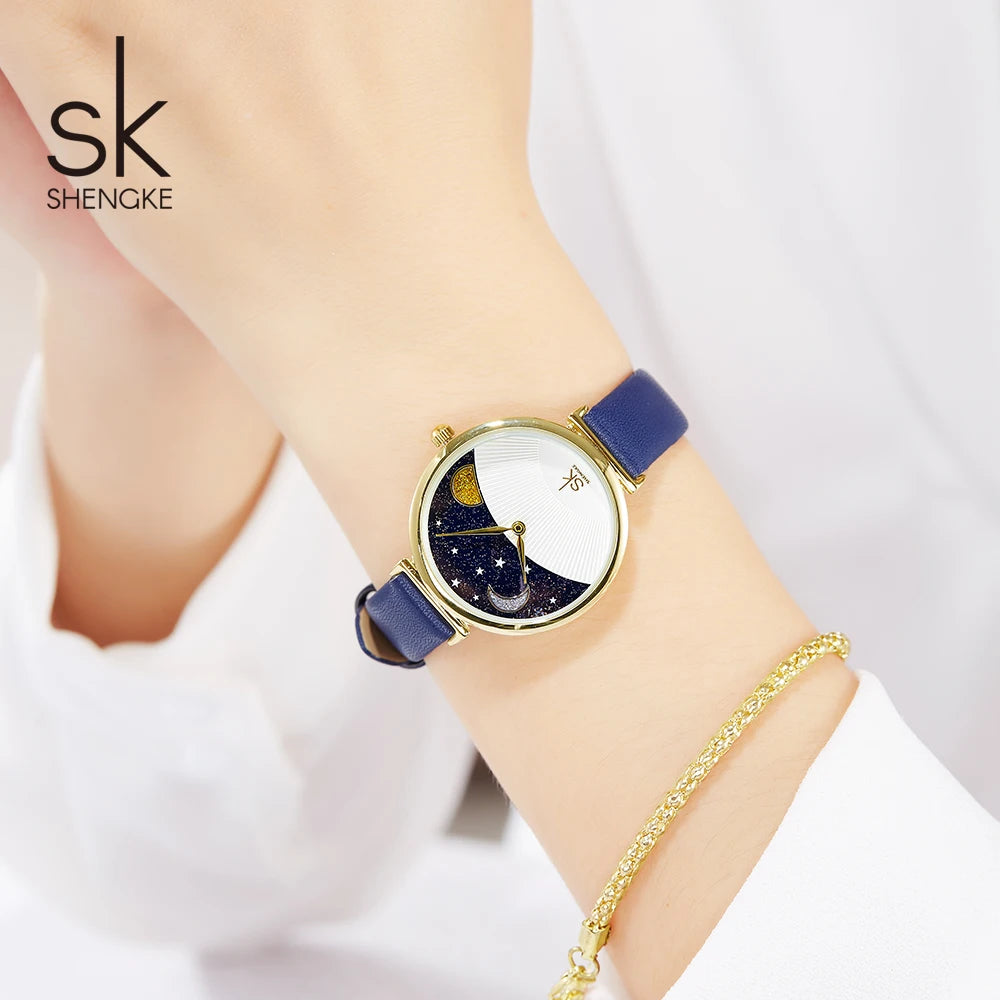 SK Luxury Moon Phase Chronograph Watch – Waterproof Quartz Travel Star Watch with Gift Box Scout
