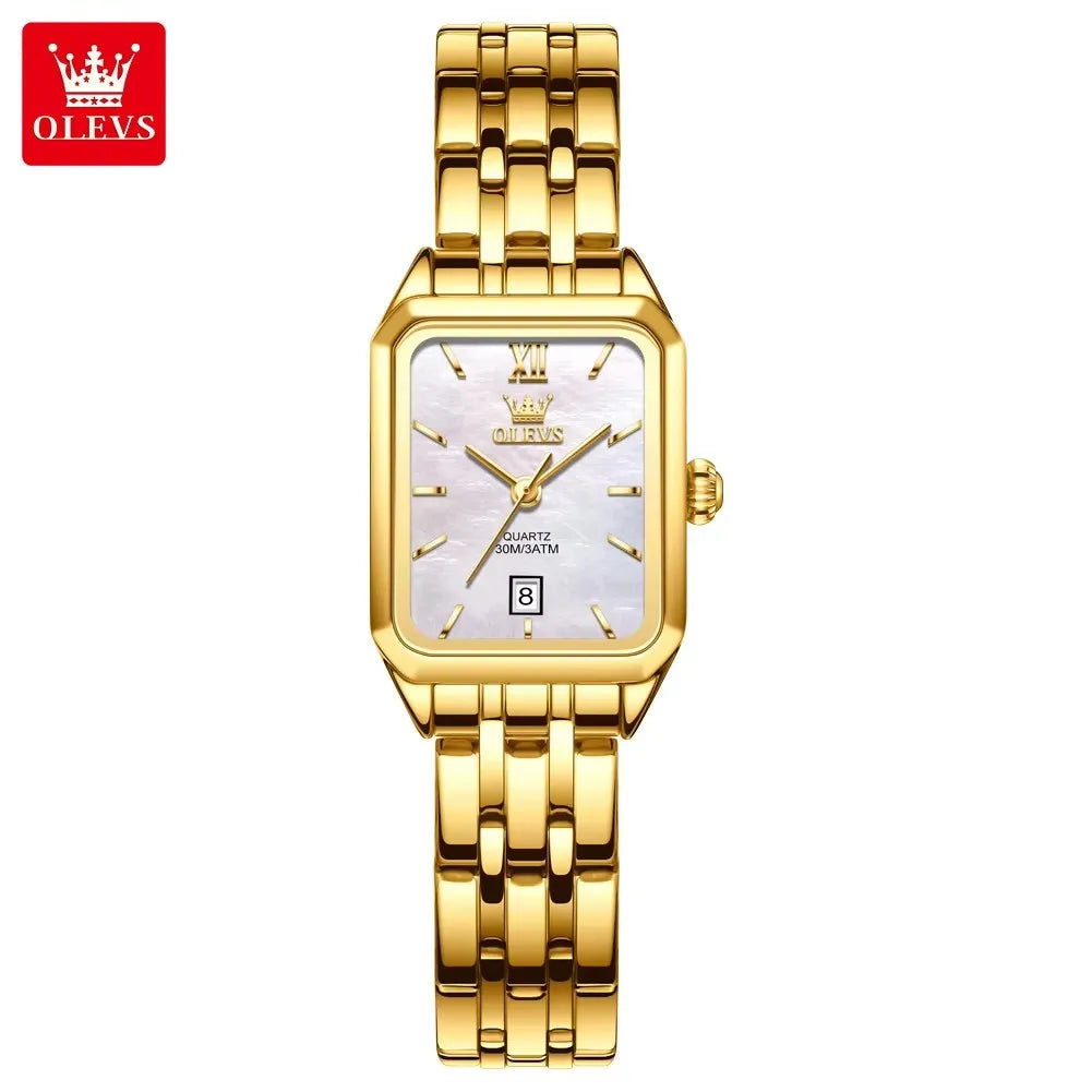 OLEVS 5616 Women’s Luxury Watch - Stainless Steel Strap, Waterproof Quartz Wristwatch with Roman Numerals & Calendar