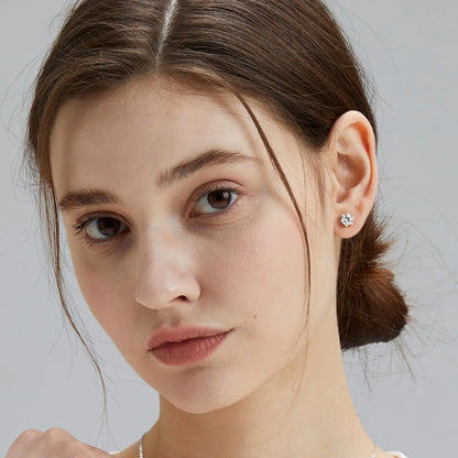 Sparkly Moissanite Stud Earrings - 925 Sterling Silver & 14K White Gold Jewelry for Men and Women