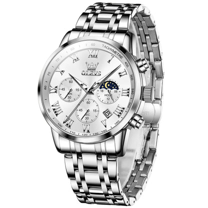 OLEVS 5529 Chronograph Watch – Waterproof Stainless Steel Luminous Sports Watch for Men