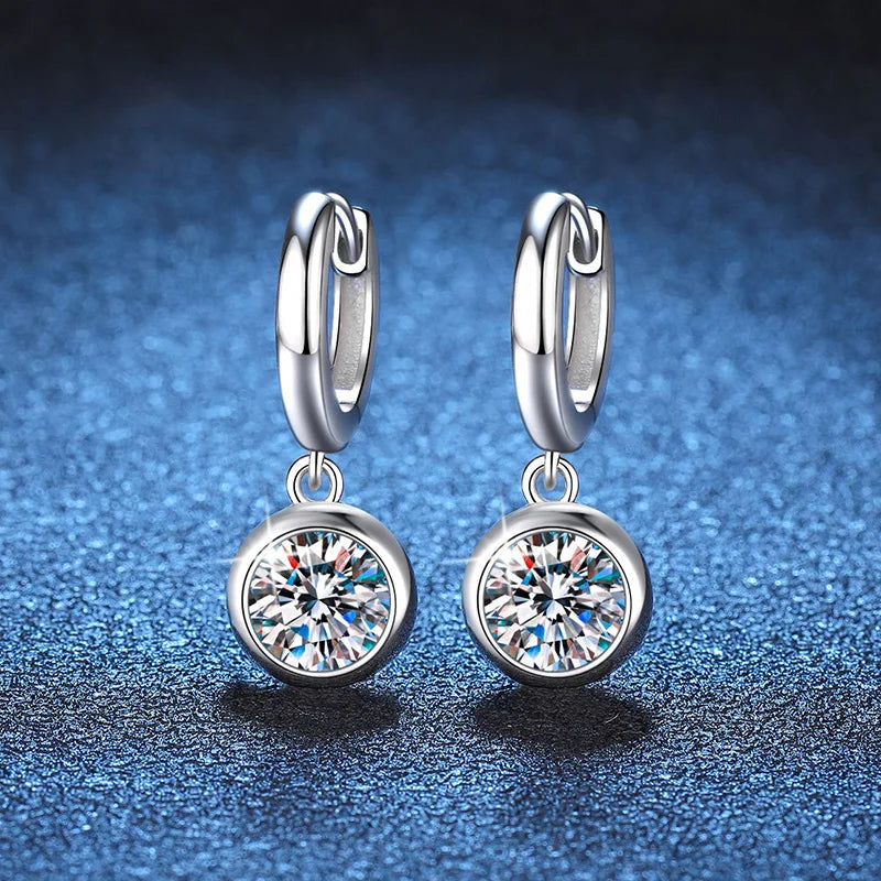 Unisex S925 Sterling Silver Earrings | 1 Carat D-Color Moissanite Floral Gold-Plated Charm Stud Hoops | Perfect for Anniversaries Leticia