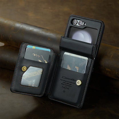 Retro PU Leather Flip Cover | Wallet Case with Card Slots & Kickstand for Samsung Galaxy Z Flip 5