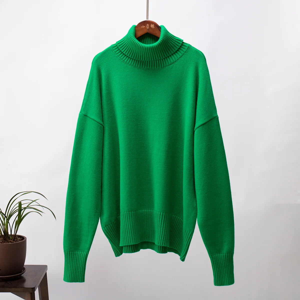 Women's Warm Wool Turtleneck Sweater - Cozy High Neck Knitwear Jumper for Casual Daily Wear Cecily