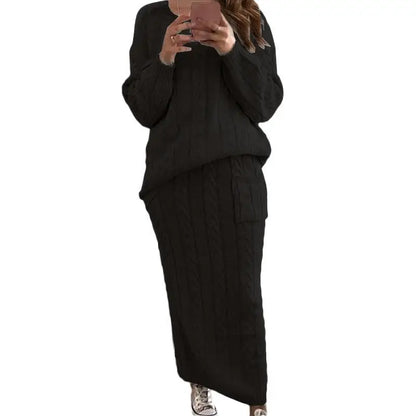 Women's Multi-Color Turtleneck Sweater Set - Drop Shoulder Knitwear for Comfortable Fall Fashion Lavinia
