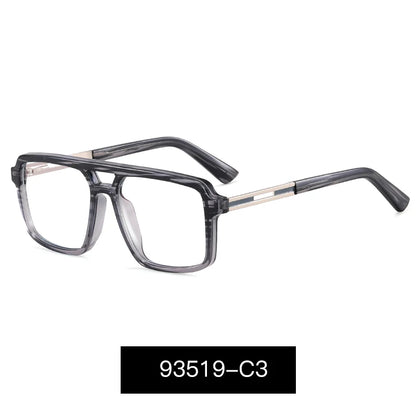 Men's Large Square Frame Glasses – TR90 + Metal Blue Light Blocking Double Bridge Eyewear