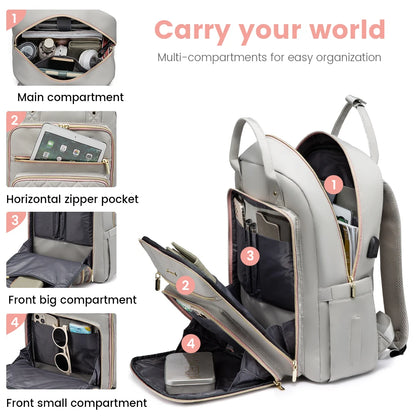 LOVEVOOK Fashion Travel Backpack | Water-Resistant, Multi-Pocket College Bookbag for Women, Fits 15.6" & 17" Laptops