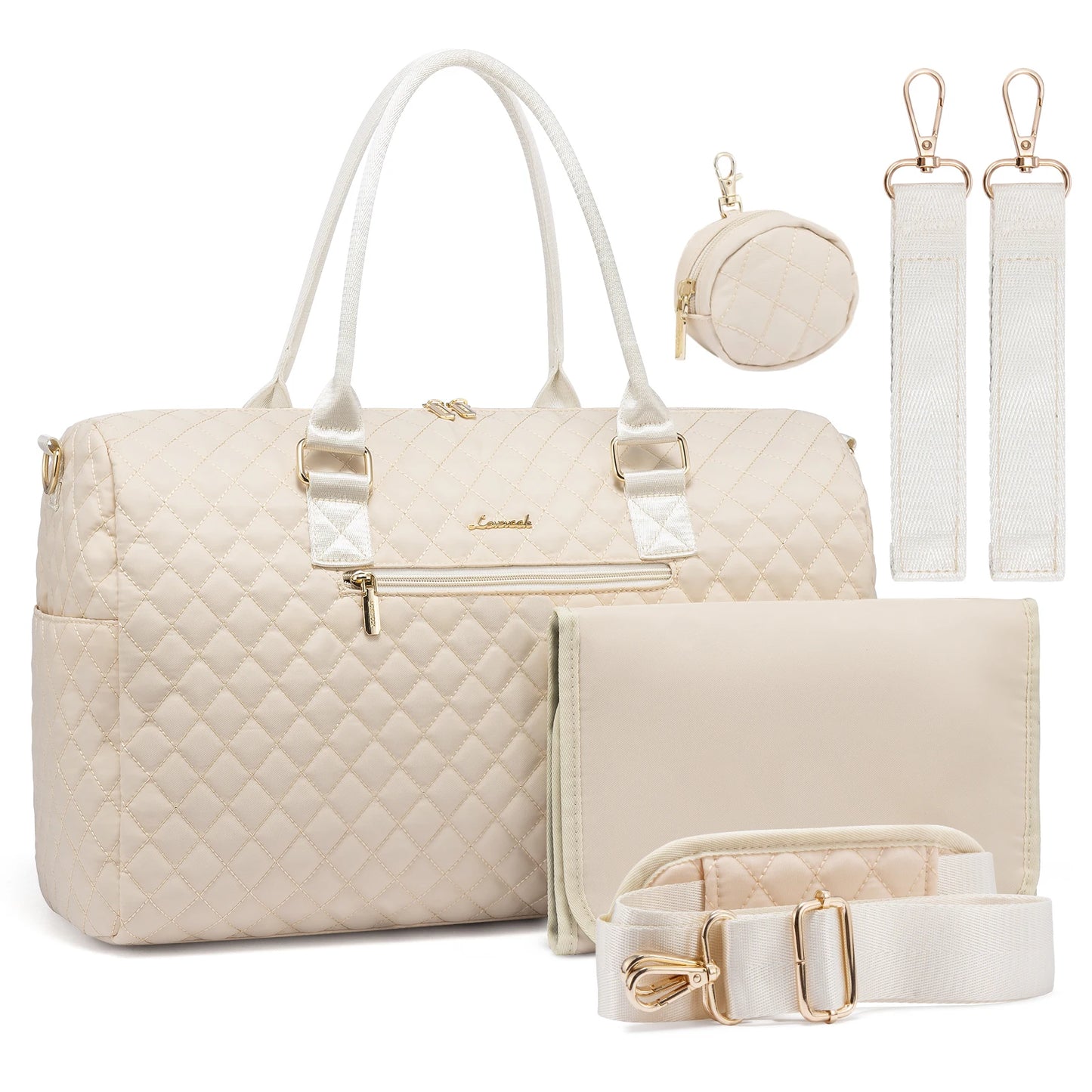 Waterproof Mommy Travel Bag | Large Capacity Duffle with Changing Pad & Pacifier Case Sarah
