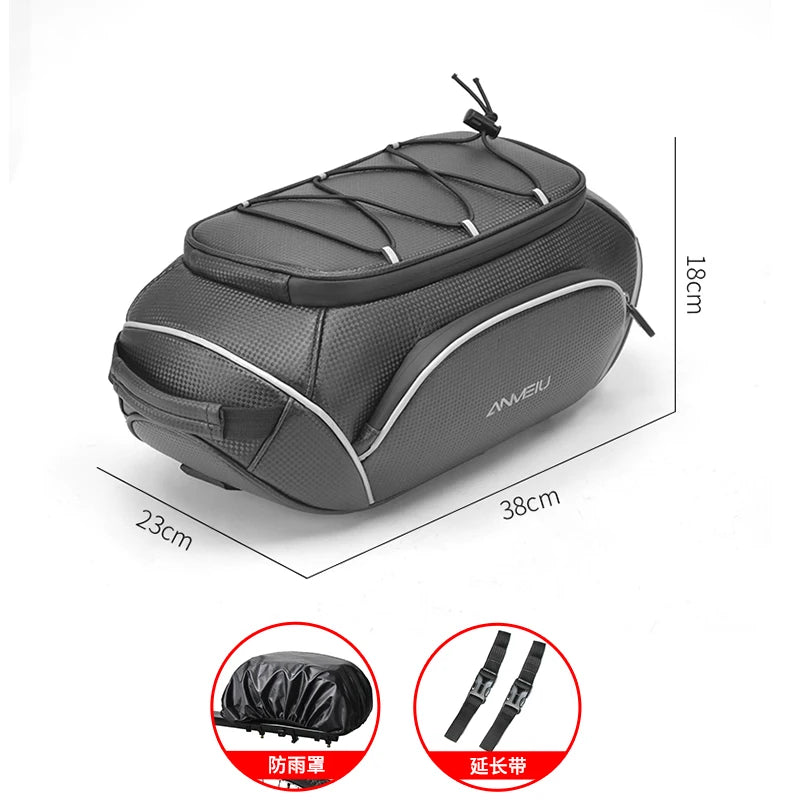 High-Reflective 8L Bicycle Rear Saddle Bag – Waterproof PU Cargo Bag for Luggage Racks, Multi-Functional Rear Seat Bag for Cycling Marcel