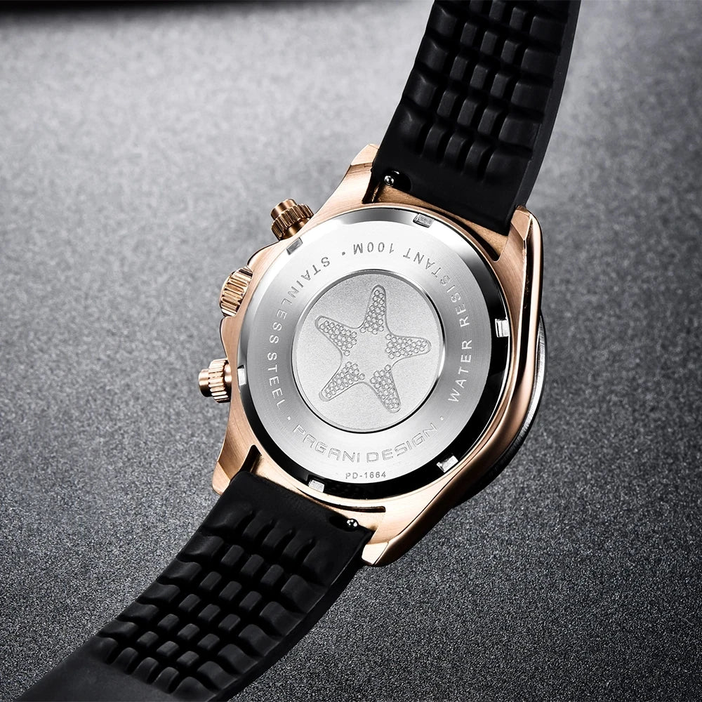 PAGANI DESIGN 1664 – Men's Luxury Quartz Chronograph Watch, Waterproof Business Sport Wristwatch with Date Function
