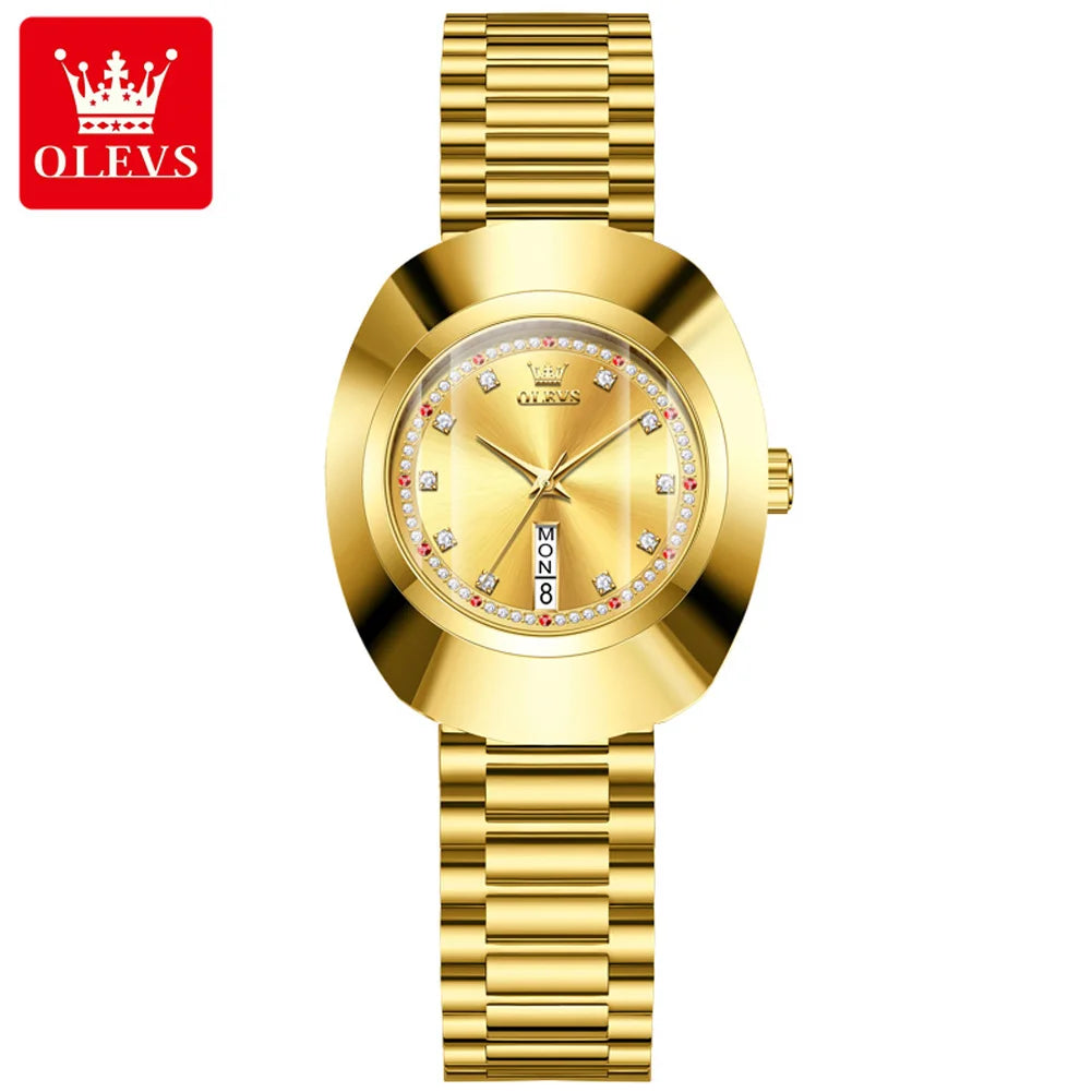 OLEVS 7017 Luxury Stainless Steel Women's Watch – Luminous, Diamond, Waterproof, Calendar Quartz Design