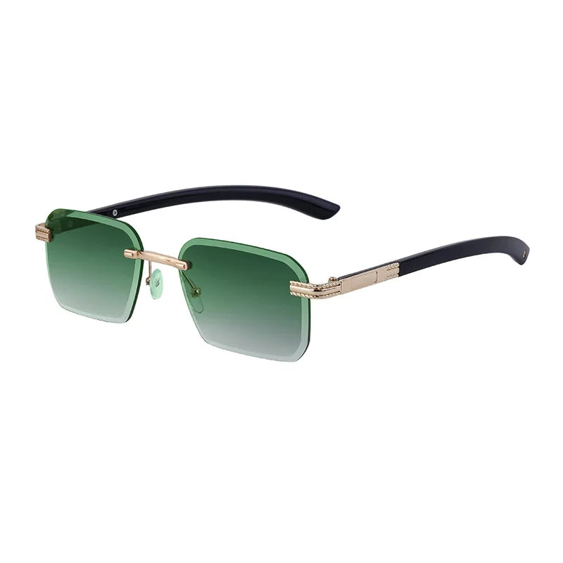 Fashion Rectangle Sunglasses for Men & Women | UV400 Vintage Rimless Diamond-Cut Square Shades Tamlin