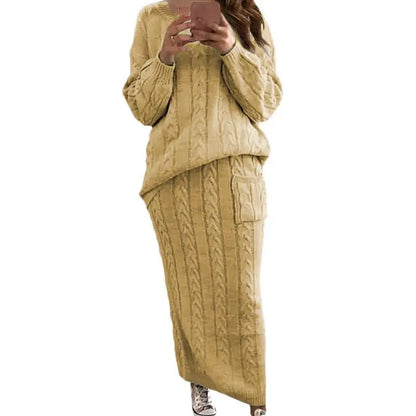 Women's Multi-Color Turtleneck Sweater Set - Drop Shoulder Knitwear for Comfortable Fall Fashion Lavinia