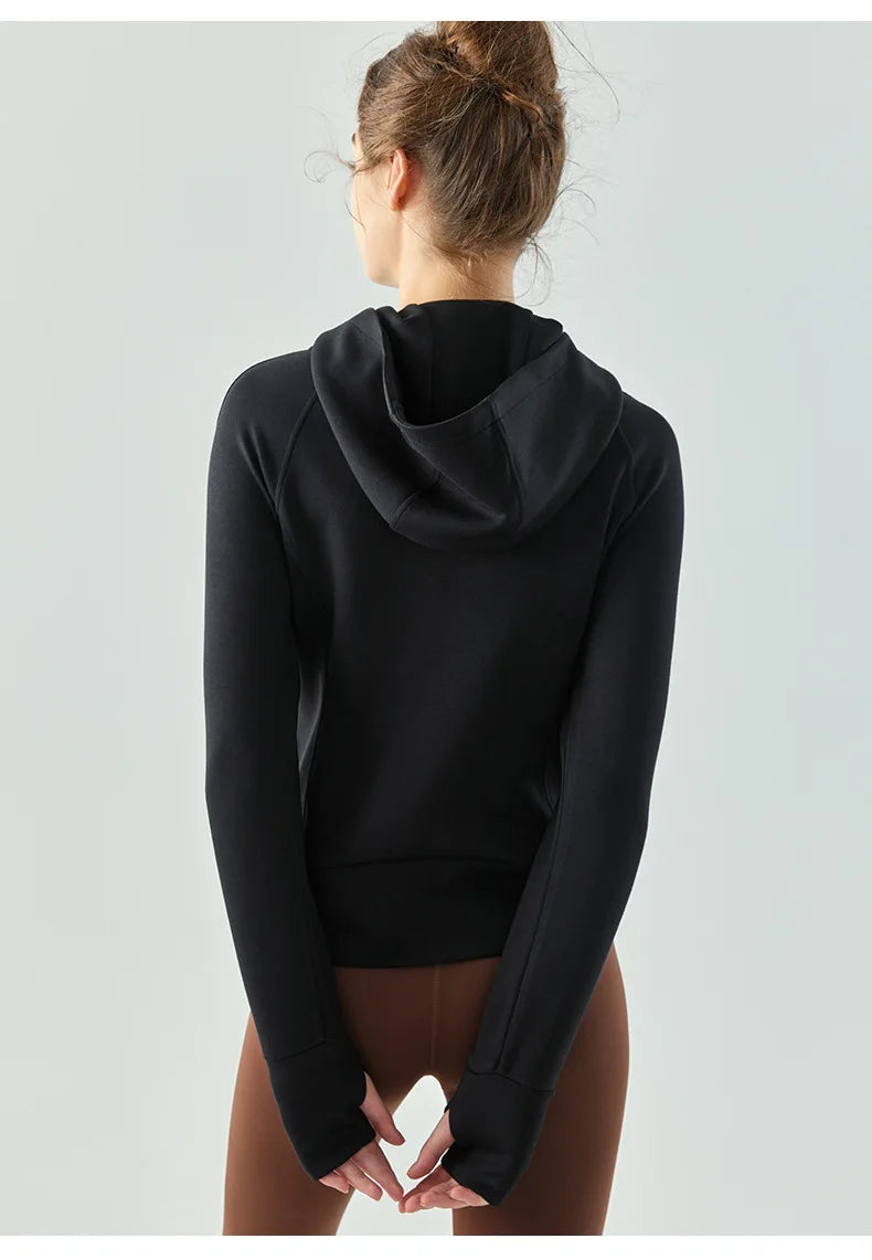 Women's Winter Fleece Zip-Up Hoodie Jacket | Long Sleeve, Thumb Hole, Warm Outdoor Fitness Style Xena