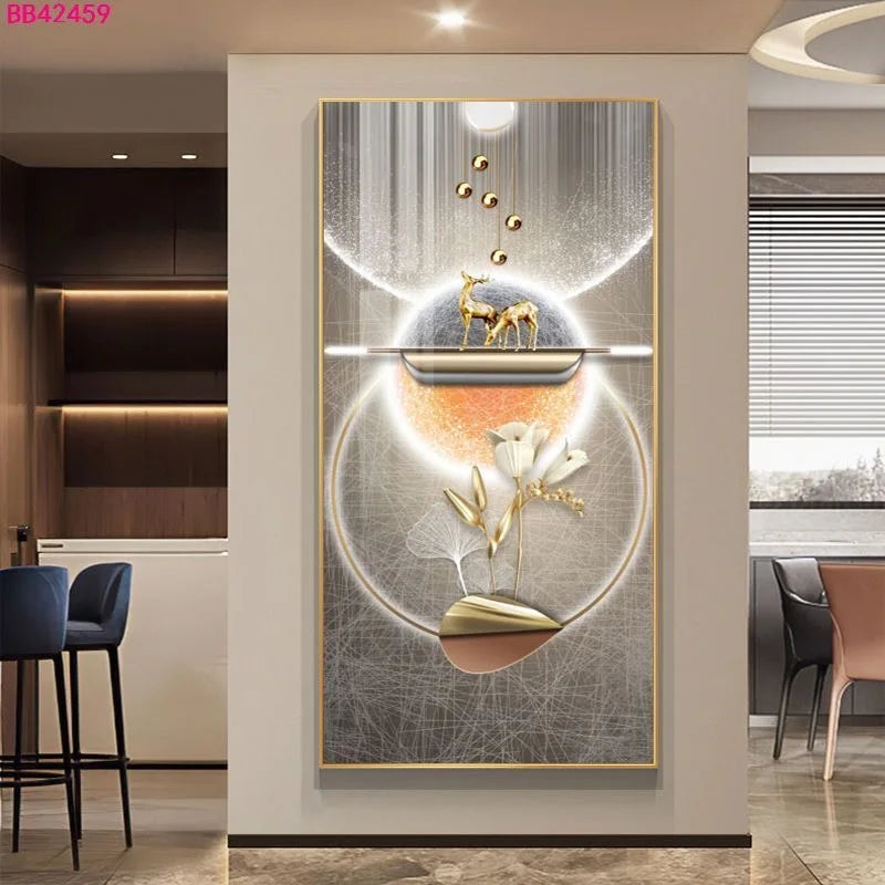 100x50CM Large Aluminum Alloy Frame Crystal Wall Art – 2025 Home Gallery Hanging Decor Artwork