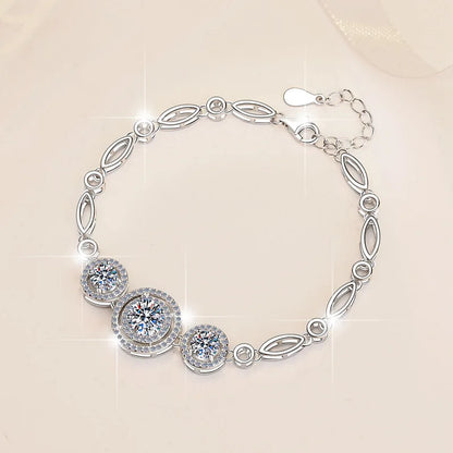 S925 Silver 2-Carat Moissanite Round Bead Bracelet Leslie